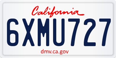 CA license plate 6XMU727