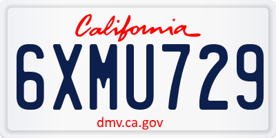 CA license plate 6XMU729