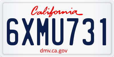 CA license plate 6XMU731
