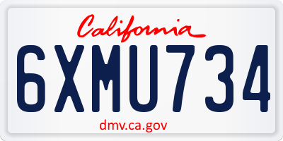 CA license plate 6XMU734