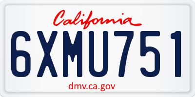 CA license plate 6XMU751