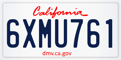 CA license plate 6XMU761