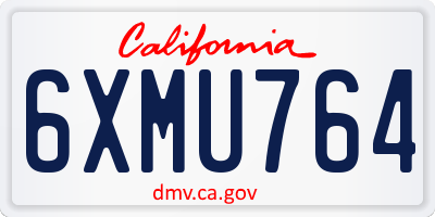 CA license plate 6XMU764