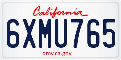 CA license plate 6XMU765