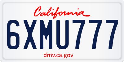 CA license plate 6XMU777