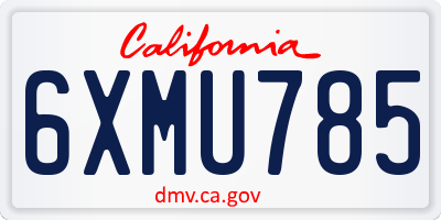 CA license plate 6XMU785