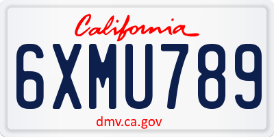 CA license plate 6XMU789