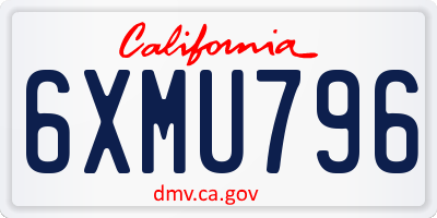 CA license plate 6XMU796
