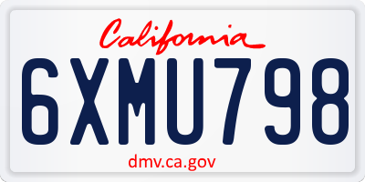 CA license plate 6XMU798