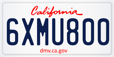 CA license plate 6XMU800