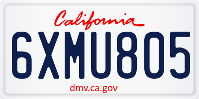 CA license plate 6XMU805