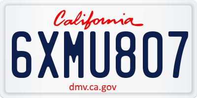 CA license plate 6XMU807