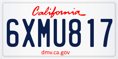 CA license plate 6XMU817