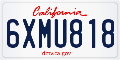 CA license plate 6XMU818