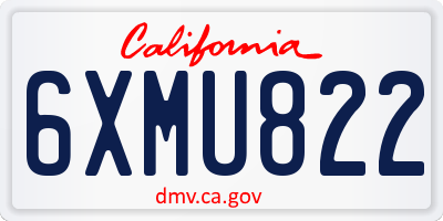 CA license plate 6XMU822