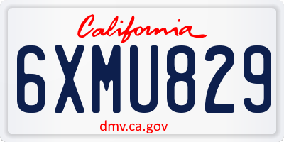 CA license plate 6XMU829