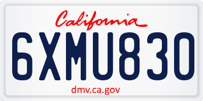 CA license plate 6XMU830