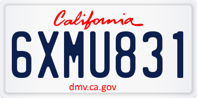 CA license plate 6XMU831