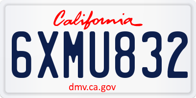 CA license plate 6XMU832