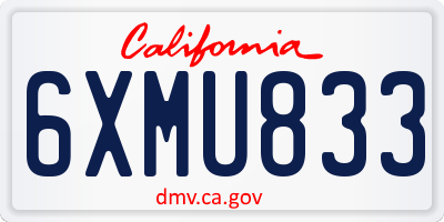 CA license plate 6XMU833