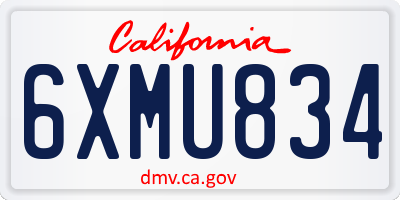 CA license plate 6XMU834