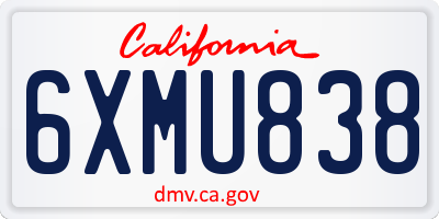 CA license plate 6XMU838