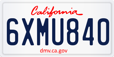 CA license plate 6XMU840