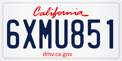 CA license plate 6XMU851
