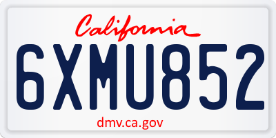 CA license plate 6XMU852