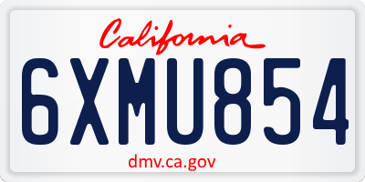 CA license plate 6XMU854