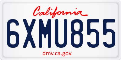CA license plate 6XMU855
