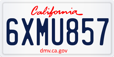 CA license plate 6XMU857