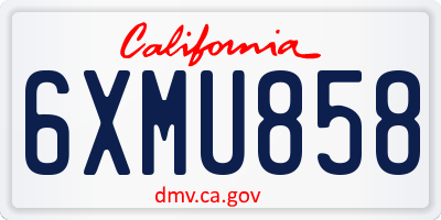 CA license plate 6XMU858