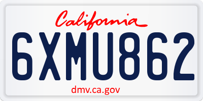 CA license plate 6XMU862