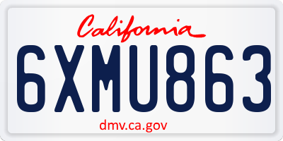 CA license plate 6XMU863
