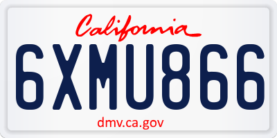 CA license plate 6XMU866