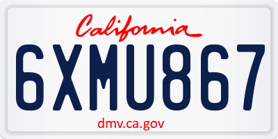 CA license plate 6XMU867