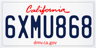 CA license plate 6XMU868