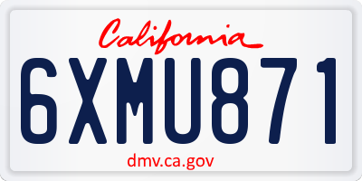 CA license plate 6XMU871