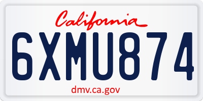 CA license plate 6XMU874