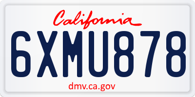 CA license plate 6XMU878