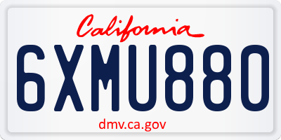 CA license plate 6XMU880