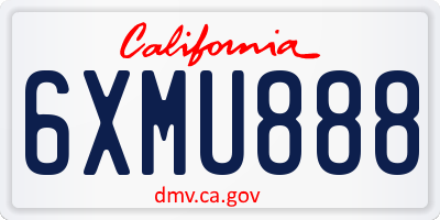 CA license plate 6XMU888