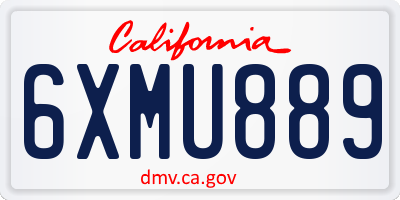 CA license plate 6XMU889