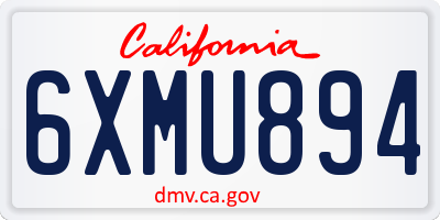 CA license plate 6XMU894