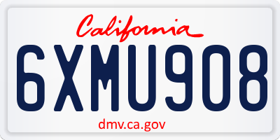 CA license plate 6XMU908