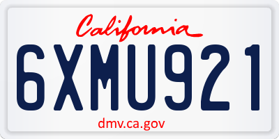 CA license plate 6XMU921