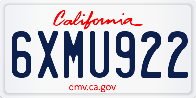 CA license plate 6XMU922