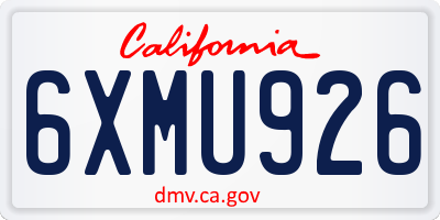CA license plate 6XMU926