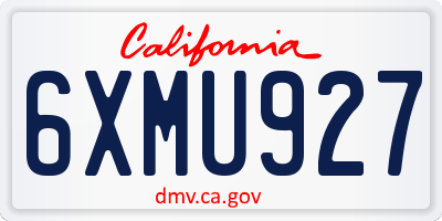 CA license plate 6XMU927